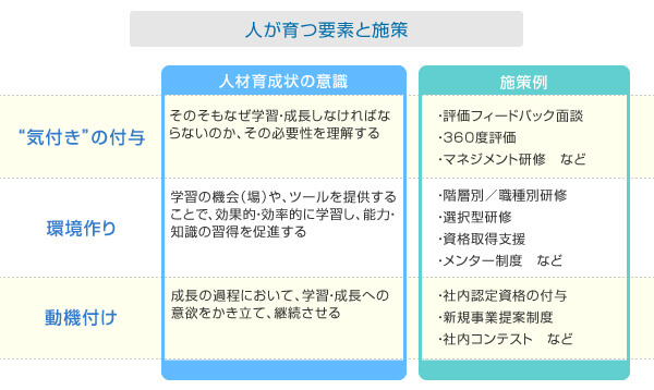 人が育つ要素と施策