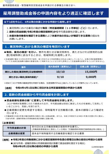 厚生労働省リーフレット　雇用調整助成金等の申請内容をより適正に確認します