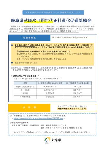 岐阜県就職氷河期世代正社員化促進奨励金