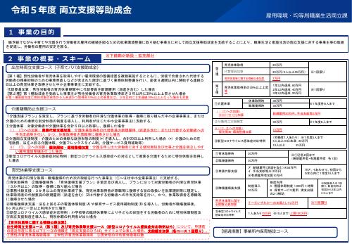 【厚生労働省リーフレット】令和５年度 両立支援等助成金