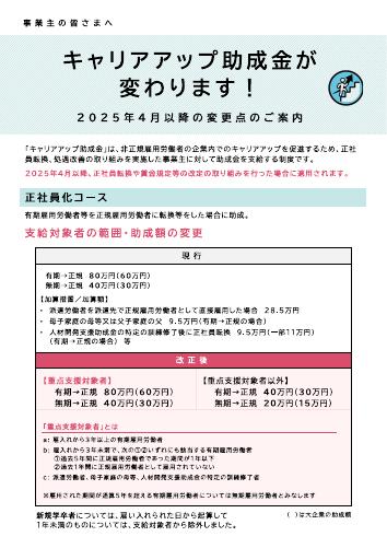【厚生労働省リーフレット】キャリアアップ助成金が変わります！